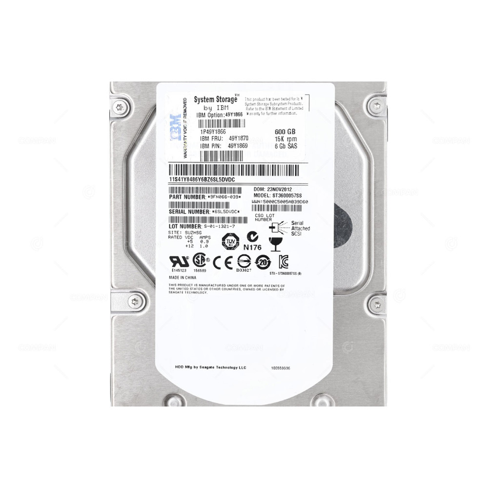 49Y1870-BS IBM HDD 600GB 15K SAS 6G 3.5" LFF HOT-SWAP NO CADDY